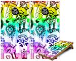 Cornhole Game Board Vinyl Skin Wrap Kit - Premium Laminated - Scene Kid Sketches Rainbow fits 24x48 game boards (GAMEBOARDS NOT INCLUDED)