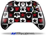 Decal Skin Wrap fits Microsoft XBOX One Wireless Controller Hearts and Stars Red