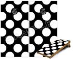 Cornhole Game Board Vinyl Skin Wrap Kit - Kearas Polka Dots White On Black fits 24x48 game boards (GAMEBOARDS NOT INCLUDED)