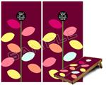 Cornhole Game Board Vinyl Skin Wrap Kit - Plain Leaves On Burgundy fits 24x48 game boards (GAMEBOARDS NOT INCLUDED)