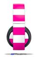 Vinyl Decal Skin Wrap compatible with Original Sony PlayStation 4 Gold Wireless Headphones Psycho Stripes Hot Pink and White (PS4 HEADPHONES  NOT INCLUDED)