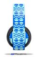 Vinyl Decal Skin Wrap compatible with Original Sony PlayStation 4 Gold Wireless Headphones Skull And Crossbones Pattern Blue (PS4 HEADPHONES  NOT INCLUDED)