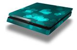 Vinyl Decal Skin Wrap compatible with Sony PlayStation 4 Slim Console Bokeh Hearts Neon Teal (PS4 NOT INCLUDED)