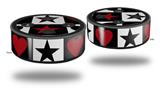 Skin Wrap Decal Set 2 Pack for Amazon Echo Dot 2 - Hearts and Stars Red (2nd Generation ONLY - Echo NOT INCLUDED)