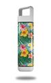 Skin Decal Wrap for Clean Bottle Square Titan Plastic 25oz Beach Flowers 02 Seafoam Green (BOTTLE NOT INCLUDED)