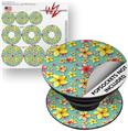Decal Style Vinyl Skin Wrap 3 Pack for PopSockets Beach Flowers Seafoam Green (POPSOCKET NOT INCLUDED)