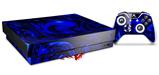 Skin Wrap compatible with XBOX One X Console and Controller Liquid Metal Chrome Royal Blue