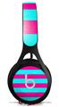 WraptorSkinz Skin Decal Wrap compatible with Beats EP Headphones Psycho Stripes Neon Teal and Hot Pink Skin Only HEADPHONES NOT INCLUDED