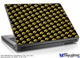 Laptop Skin (Medium) - Iowa Hawkeyes Tigerhawk Tiled 06 Gold on Black