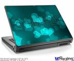 Laptop Skin (Small) - Bokeh Hearts Neon Teal