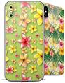 2 Decal style Skin Wraps set for Apple iPhone X and XS Beach Flowers Sage Green