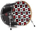 Vinyl Decal Skin Wrap for 20" Bass Kick Drum Head Hearts and Stars Red - DRUM HEAD NOT INCLUDED