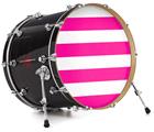 Decal Skin works with most 26" Bass Kick Drum Heads Psycho Stripes Hot Pink and White - DRUM HEAD NOT INCLUDED