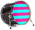 Decal Skin works with most 26" Bass Kick Drum Heads Psycho Stripes Neon Teal and Hot Pink - DRUM HEAD NOT INCLUDED