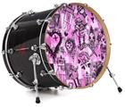 Decal Skin works with most 26" Bass Kick Drum Heads Scene Kid Sketches Pink - DRUM HEAD NOT INCLUDED