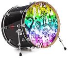 Decal Skin works with most 26" Bass Kick Drum Heads Scene Kid Sketches Rainbow - DRUM HEAD NOT INCLUDED
