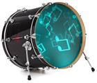 Decal Skin works with most 26" Bass Kick Drum Heads Bokeh Music Neon Teal - DRUM HEAD NOT INCLUDED
