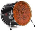 Decal Skin works with most 26" Bass Kick Drum Heads Folder Doodles Burnt Orange - DRUM HEAD NOT INCLUDED