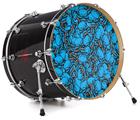 Decal Skin works with most 26" Bass Kick Drum Heads Scattered Skulls Neon Blue - DRUM HEAD NOT INCLUDED