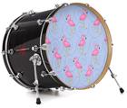 Decal Skin works with most 26" Bass Kick Drum Heads Flamingos on Blue - DRUM HEAD NOT INCLUDED