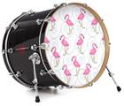 Decal Skin works with most 26" Bass Kick Drum Heads Flamingos on White - DRUM HEAD NOT INCLUDED