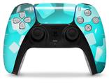 WraptorSkinz Skin Wrap compatible with the Sony PS5 DualSense Controller Bokeh Squared Neon Teal (CONTROLLER NOT INCLUDED)