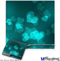 Decal Skin compatible with Sony PS3 Slim Bokeh Hearts Neon Teal