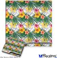 Decal Skin compatible with Sony PS3 Slim Beach Flowers 02 White