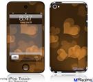 iPod Touch 4G Decal Style Vinyl Skin - Bokeh Hearts Orange