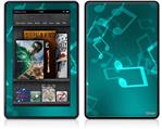 Amazon Kindle Fire (Original) Decal Style Skin - Bokeh Music Neon Teal