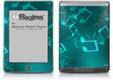 Bokeh Music Neon Teal - Decal Style Skin (fits Amazon Kindle Touch Skin)