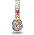 WraptorSkinz Skin Decal Wrap compatible with Beats Solo HD (Original) Beach Flowers Seafoam Green (HEADPHONES NOT INCLUDED)