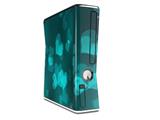 Bokeh Hearts Neon Teal Decal Style Skin for XBOX 360 Slim Vertical