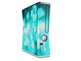 Bokeh Squared Neon Teal Decal Style Skin for XBOX 360 Slim Vertical