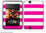 Psycho Stripes Hot Pink and White Decal Style Skin fits 2012 Amazon Kindle Fire HD 7 inch