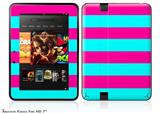 Psycho Stripes Neon Teal and Hot Pink Decal Style Skin fits 2012 Amazon Kindle Fire HD 7 inch