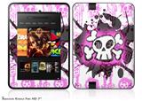 Cartoon Skull PinkDecal Style Skin fits 2012 Amazon Kindle Fire HD 7 inch