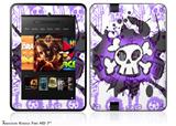 Cartoon Skull PurpleDecal Style Skin fits 2012 Amazon Kindle Fire HD 7 inch
