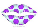 Kearas Polka Dots Purple And Blue - Kissing Lips Fabric Wall Skin Decal measures 24x15 inches