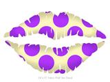 Kearas Polka Dots Purple On Cream - Kissing Lips Fabric Wall Skin Decal measures 24x15 inches