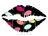 Plain Leaves On Black - Kissing Lips Fabric Wall Skin Decal measures 24x15 inches