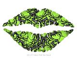 Scattered Skulls Neon Green - Kissing Lips Fabric Wall Skin Decal measures 24x15 inches