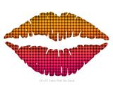 Faded Dots Hot Pink Orange - Kissing Lips Fabric Wall Skin Decal measures 24x15 inches