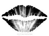 Lightning White - Kissing Lips Fabric Wall Skin Decal measures 24x15 inches