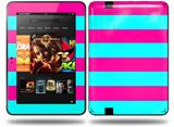 Psycho Stripes Neon Teal and Hot Pink Decal Style Skin fits Amazon Kindle Fire HD 8.9 inch