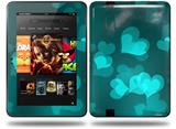 Bokeh Hearts Neon Teal Decal Style Skin fits Amazon Kindle Fire HD 8.9 inch