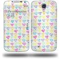 Kearas Hearts White - Decal Style Skin (fits Samsung Galaxy S IV S4)