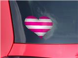 Psycho Stripes Hot Pink and White - I Heart Love Car Window Decal 6.5 x 5.5 inches